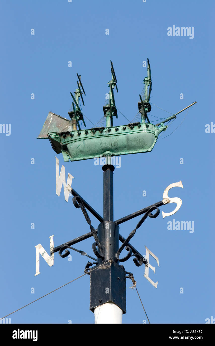Copper galleon weather vane,wind direction indicator with verdigris