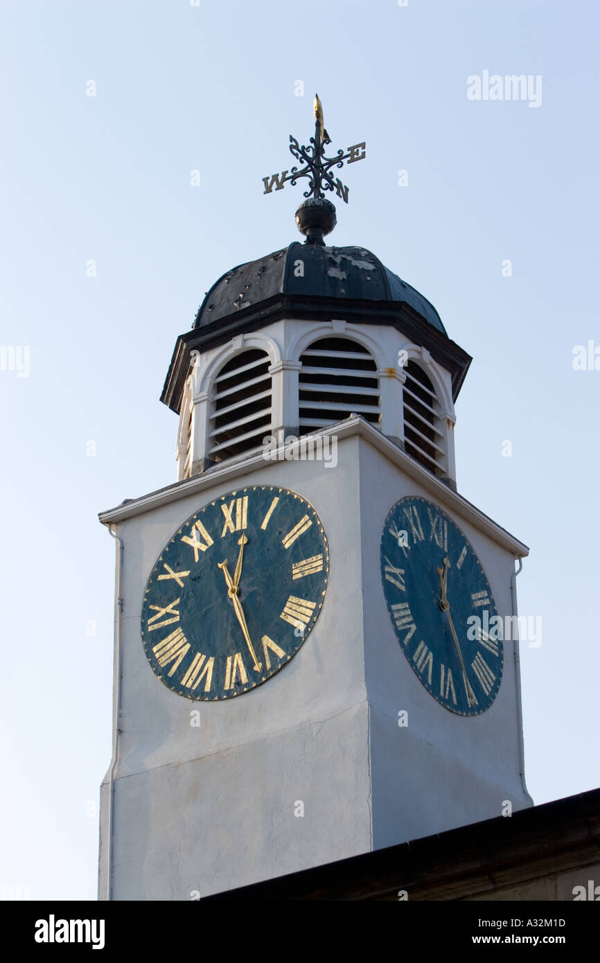 Clock tower and bell tower with wind vane in Whitby Scarborough north yorkshire england uk Stock Photo