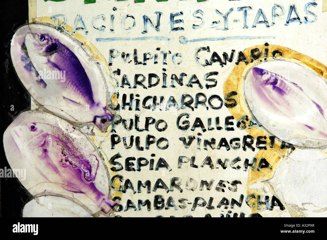 restaurant sign pescado fresco fresh fish seafood tenerife puerto de la cruz spain spanish