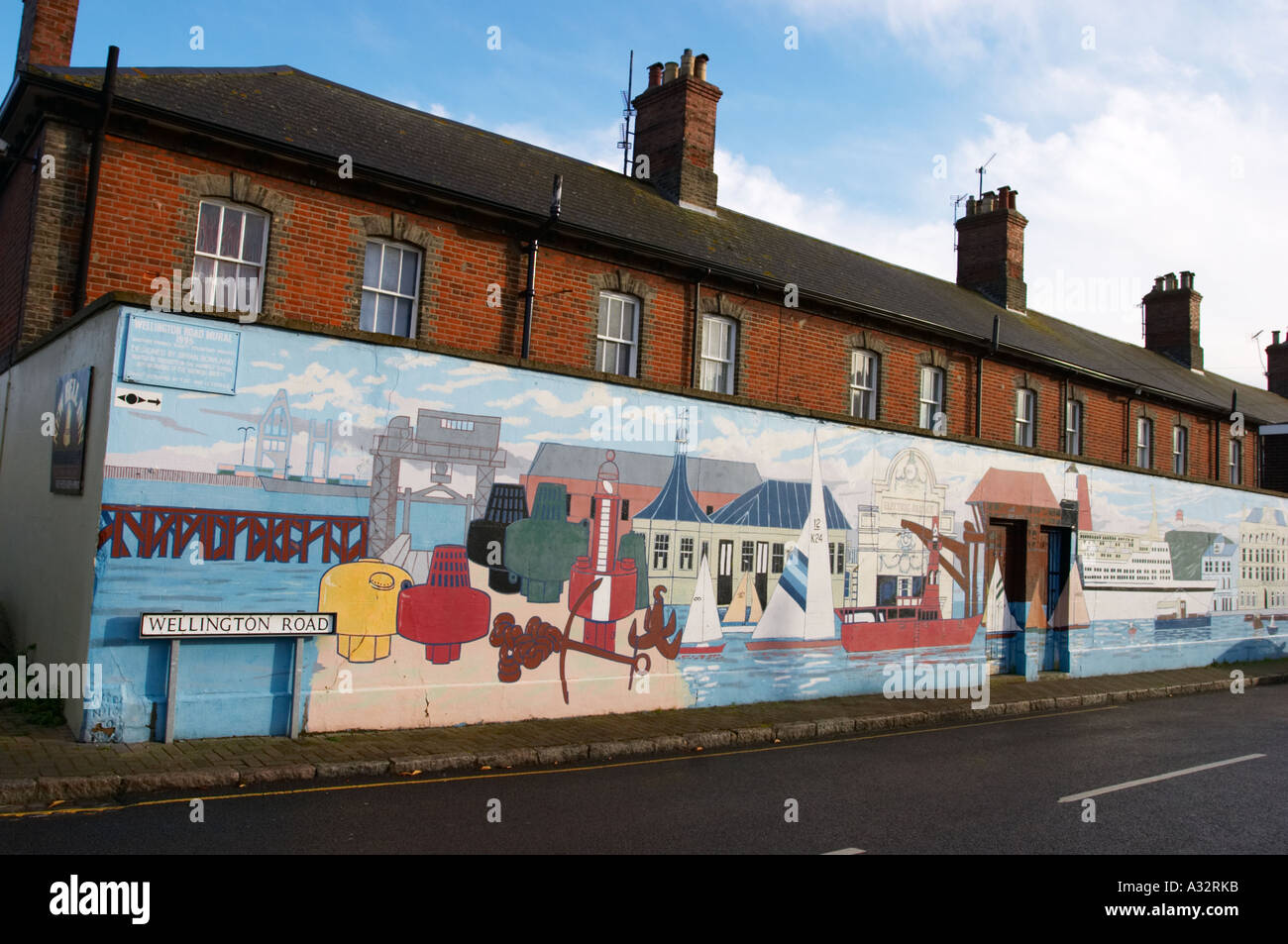 Mural on wall in Wellington Road Harwich Essex England Stock Photo