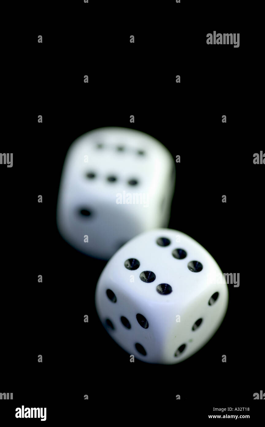 two dice being thrown Stock Photo Alamy