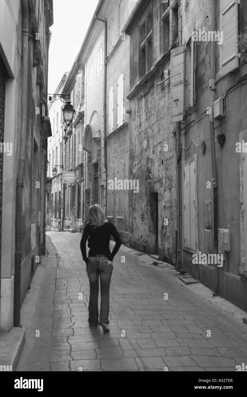 Walking the streets of Arles, France. Stock Photo