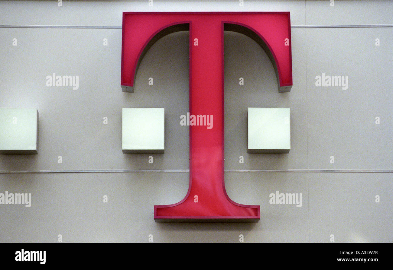 CeBIT 2005 - Logo of the Deutsche Telekom AG, Hannover, Germany Stock Photo