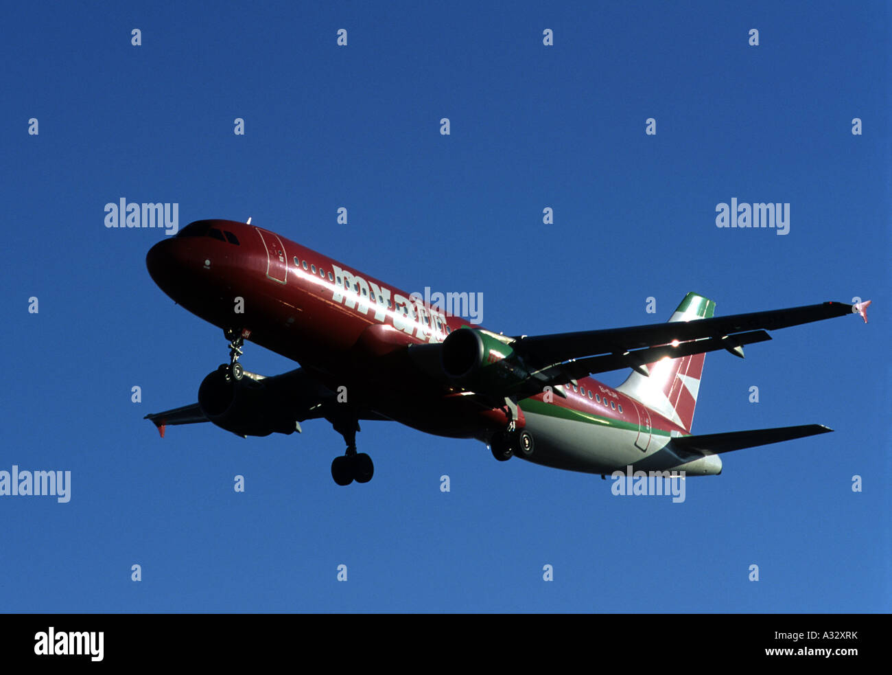 MyAir airlines Airbus A320-200 coming into land at Orio al Serio airport, Bergamo, Milan, Italy. Stock Photo