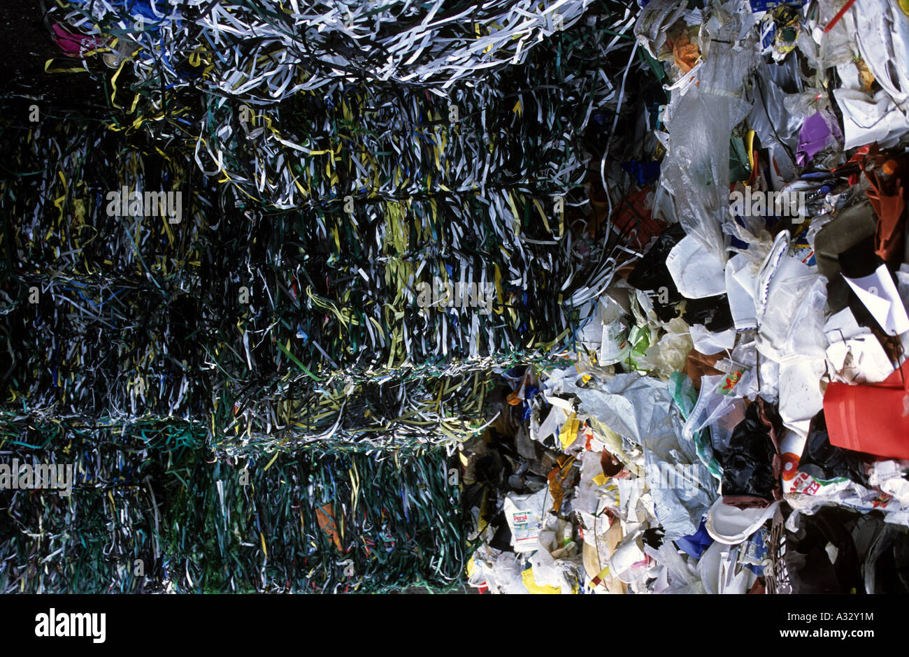 Coloured plastics at a recycling plant, Dusseldorf, North Rhine