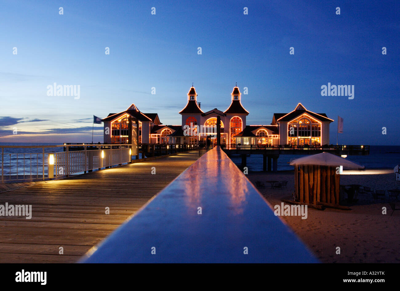 The pier in Sellin in the evening, Germany Stock Photo