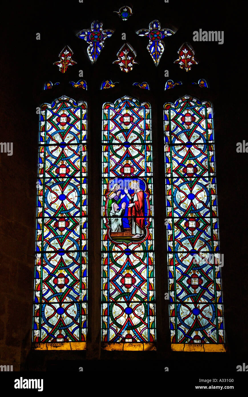 Swalcliffe church Banbury Oxfordshire interior stained glass window UK