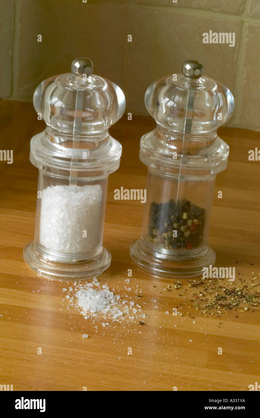 salt and pepper in grinders Stock Photo Alamy