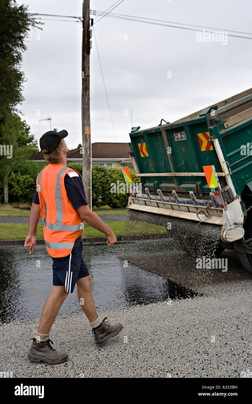 Road workers in Palmerston North, New Zealand Stock Photo Alamy