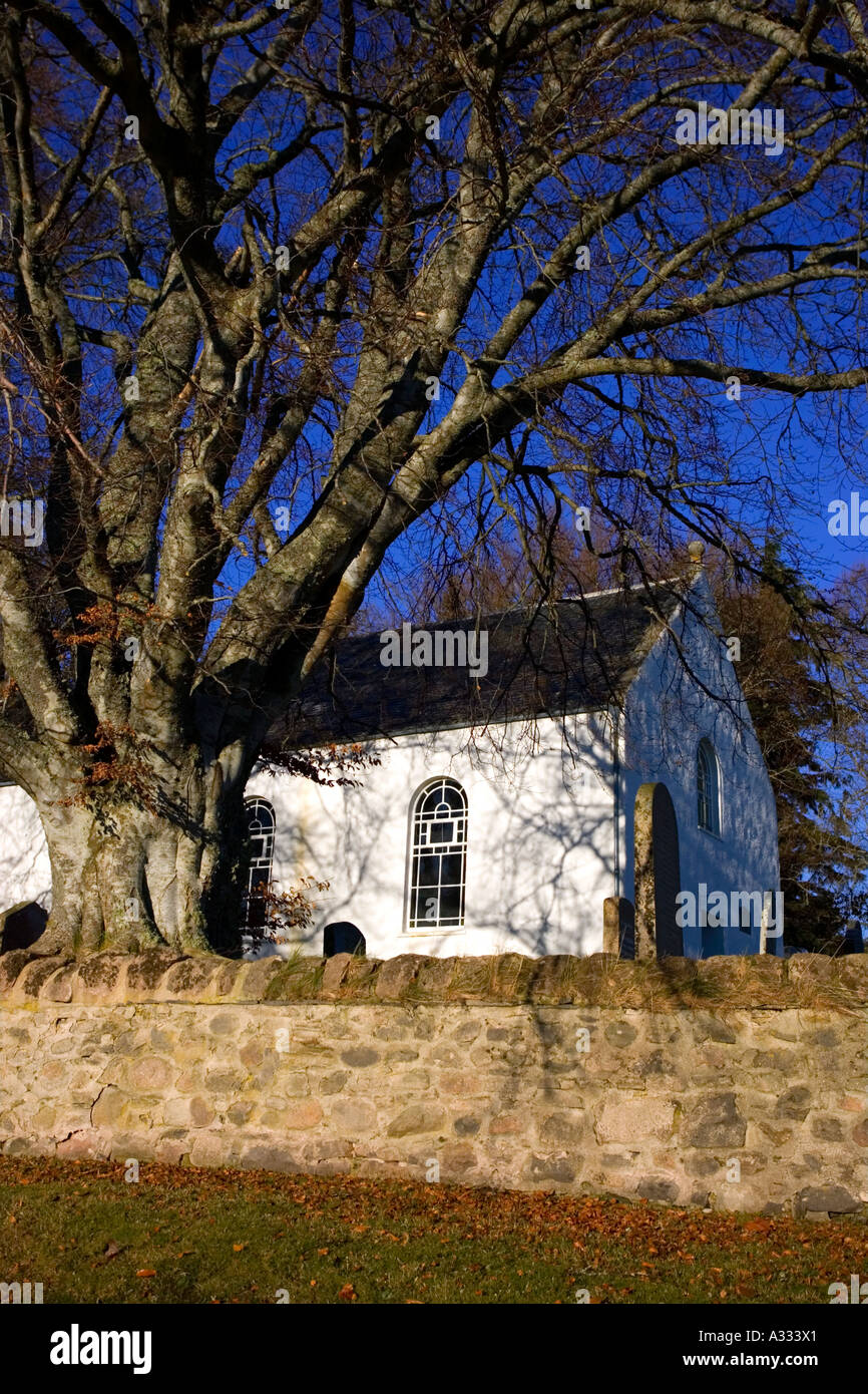 Alvie Church Scotland, Spey Valley, Kirk, smal church, blue sky, picturesque Stock Photo