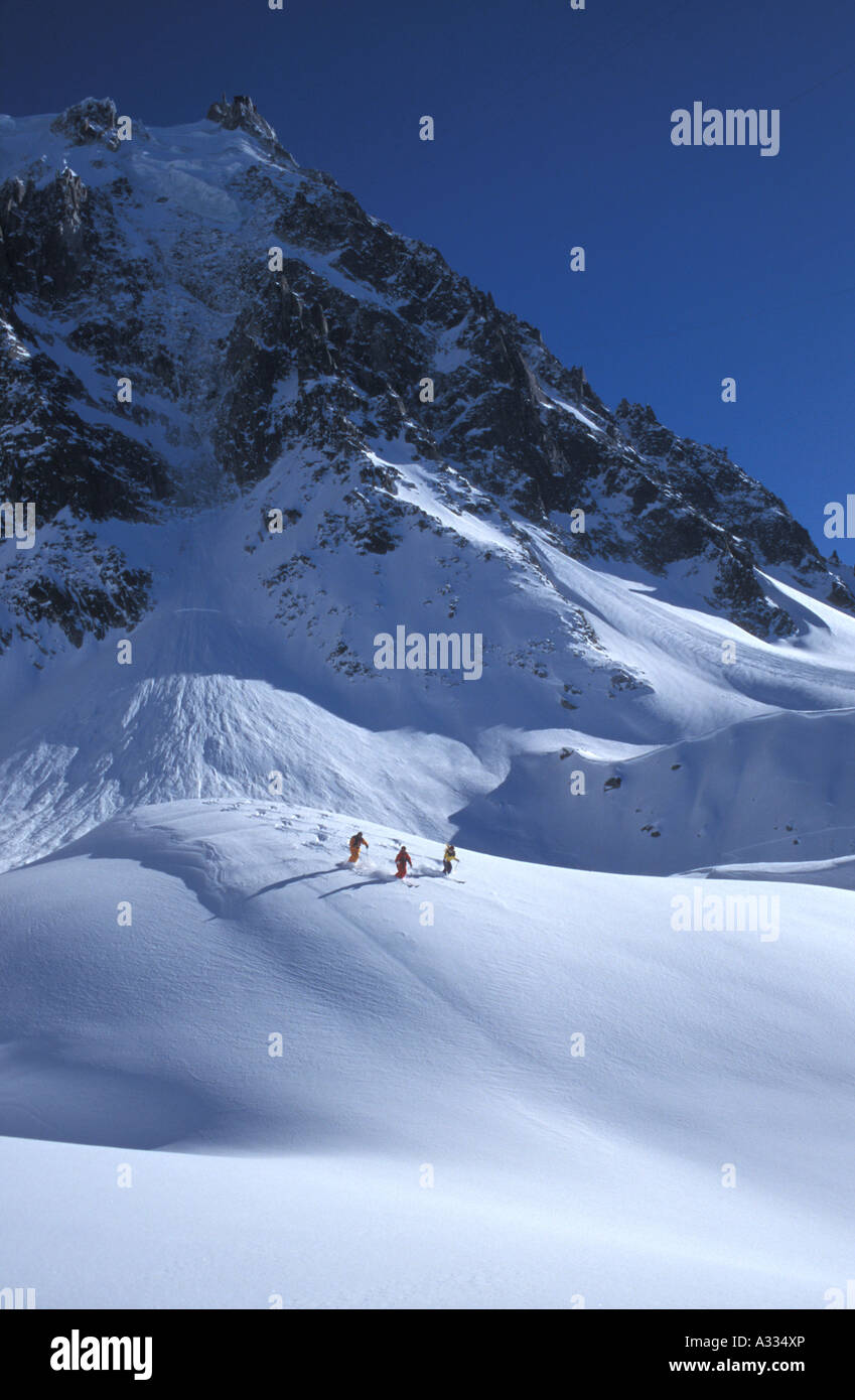 A group of skiers making tracks Chamonix France Stock Photo - Alamy