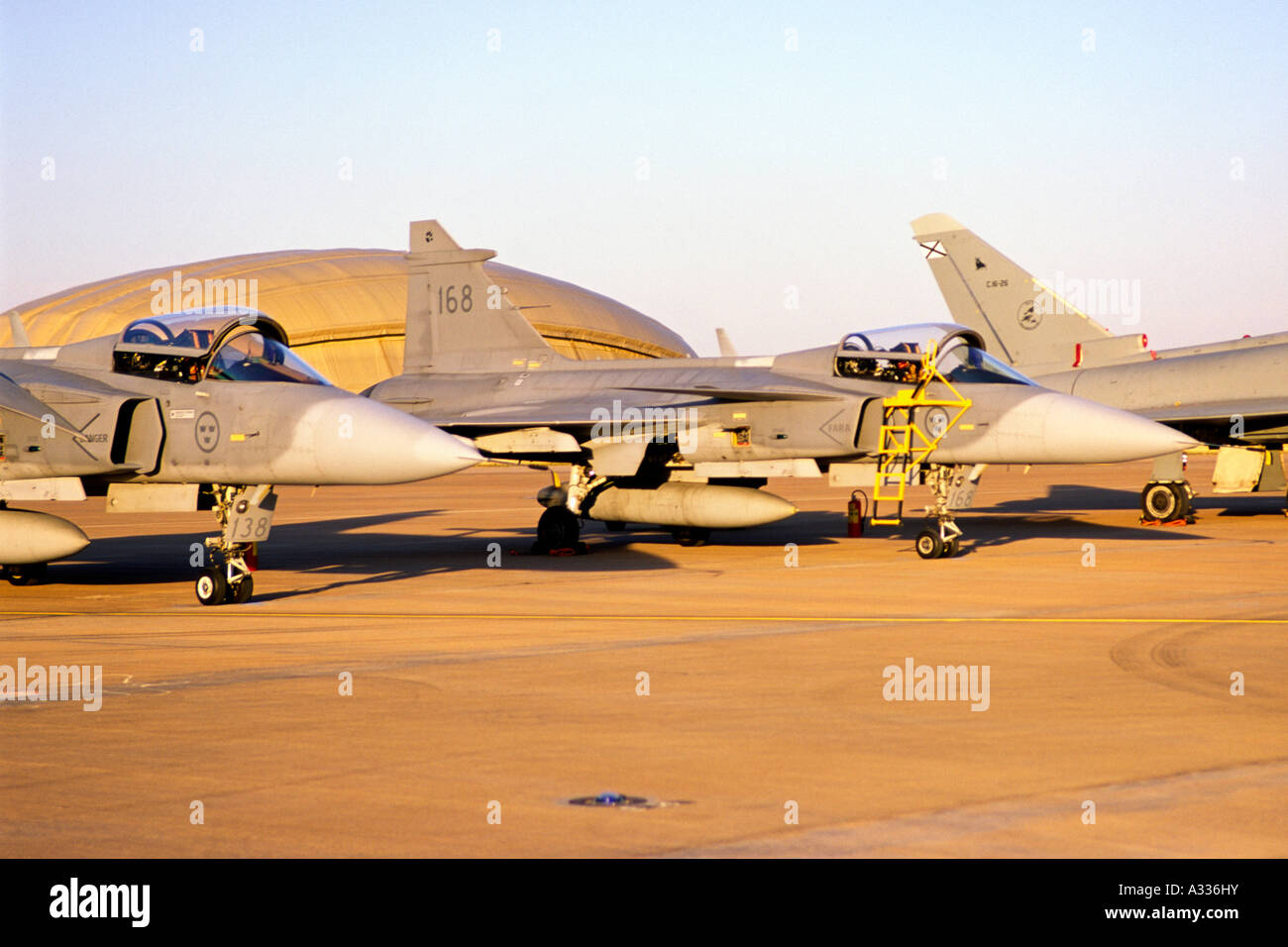 SAAB JAS 39 Gripens operated by the Swedish Air Force Stock Photo