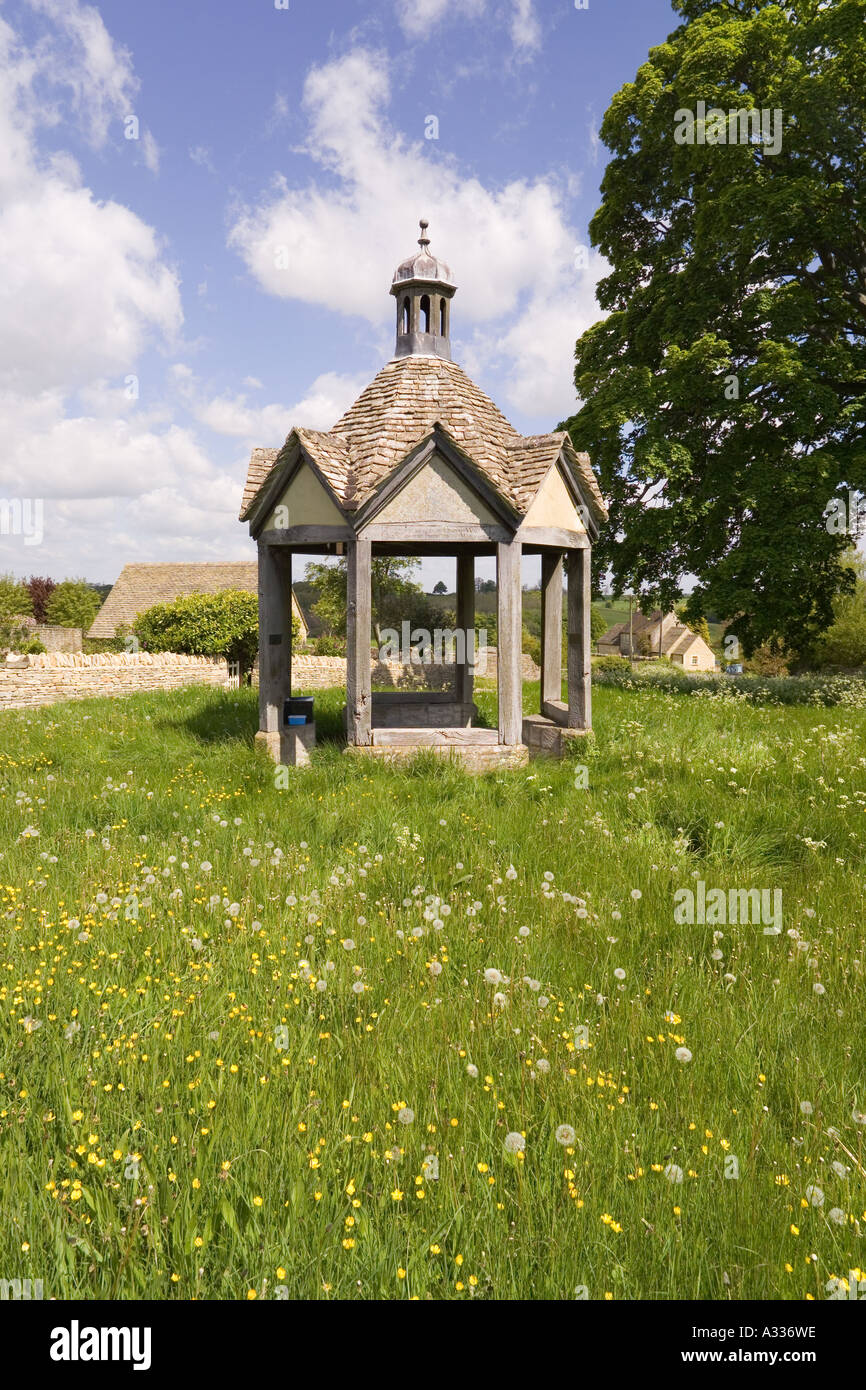 1874 pumphouse on the village green of the Cotswold village of