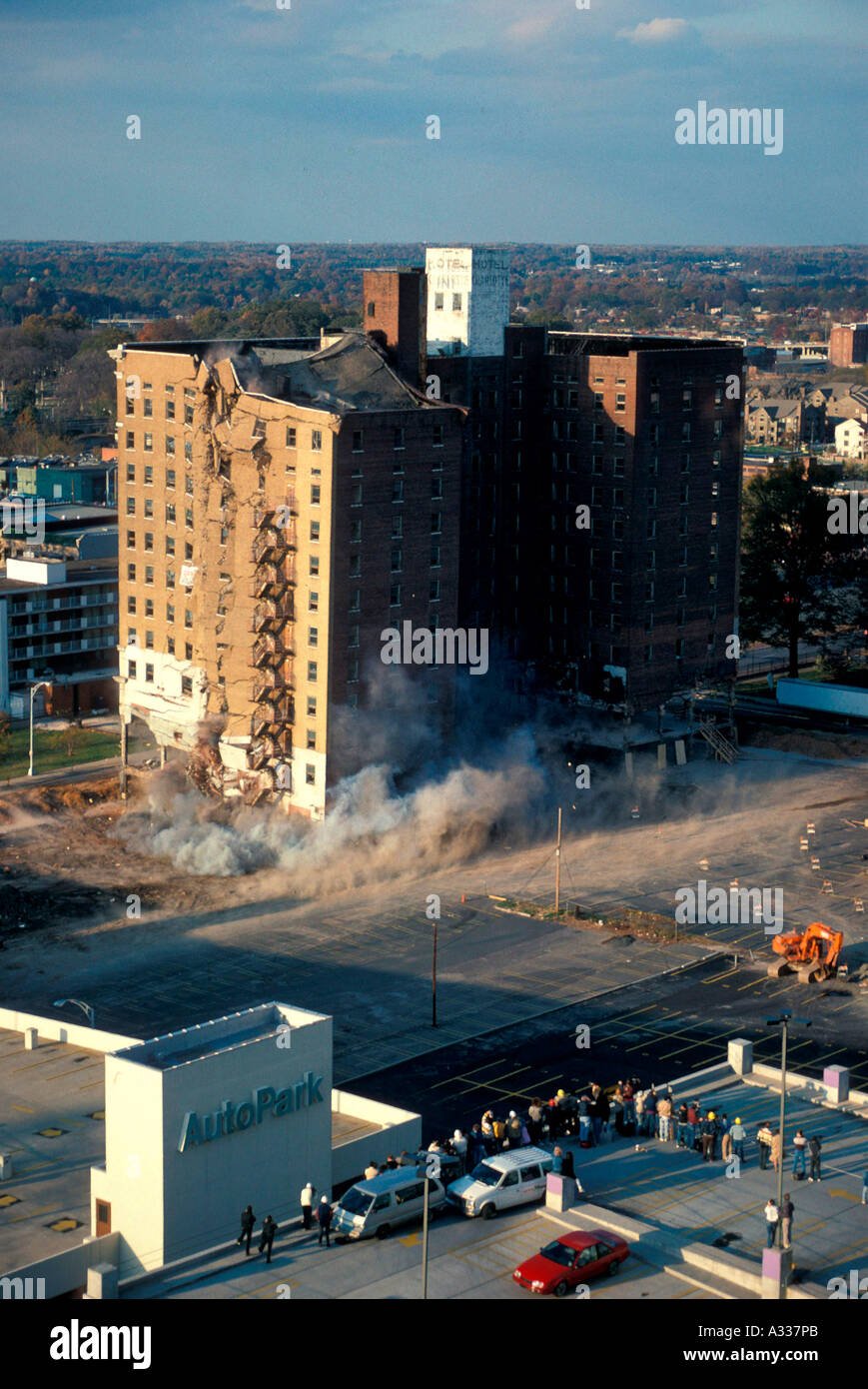 Building implosion sequence AD0 Stock Photo