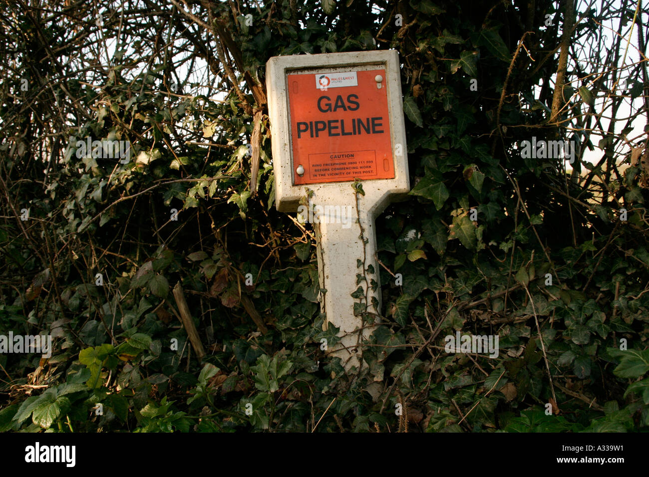 Pipeline marker sign Stock Photo Alamy