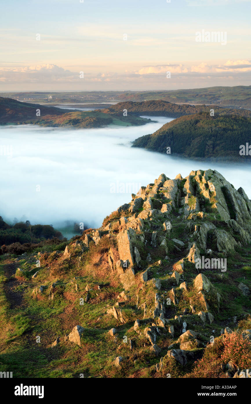 Mist over Windermere from the top of Gummers How "South Lakeland" "The