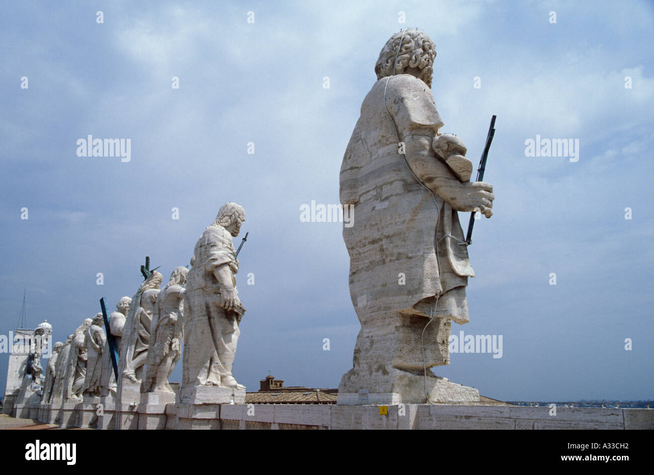 The Apostles looking over St Peter's Piazza, Piazza San Pietro, Rome, Italy Stock Photo