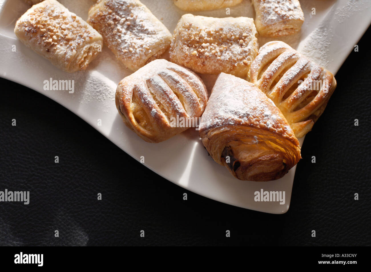 Danish Pastries on a white plate Stock Photo
