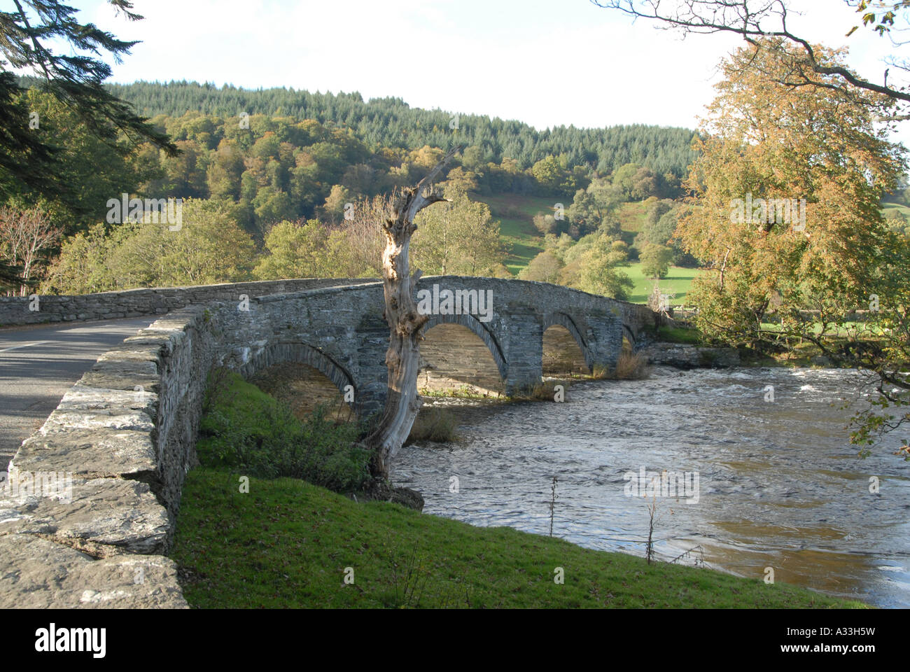Road Bridge over River Dee Llandderfel Flintshire North East Wales