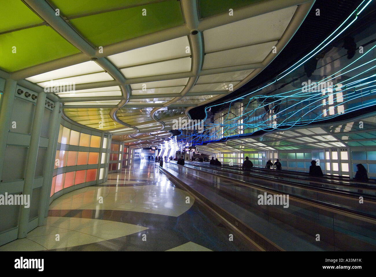 United Airlines Terminal, O'Hare Airport, Chicago, Illinois, USA. 1985 Stock Photo