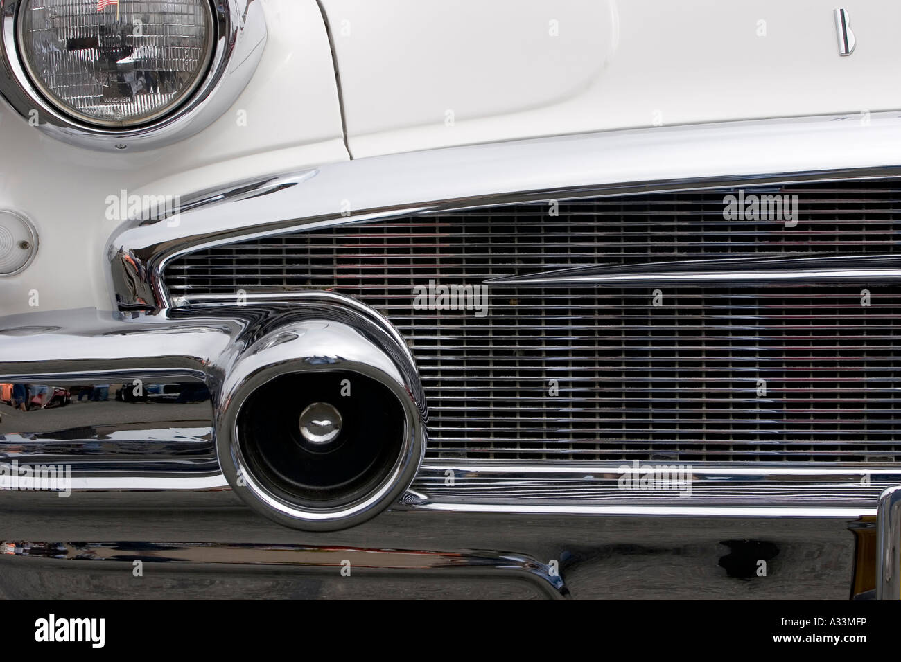 Abstract detail of a classic 1956 Buick Super automobile. Stock Photo