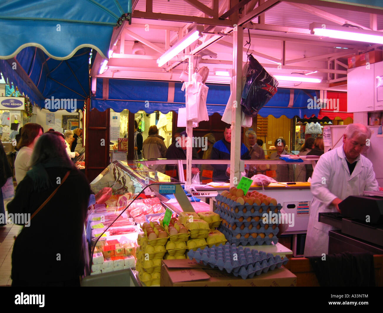 Food Stall Indoor Market Swansea South Wales UK Stock Photo - Alamy