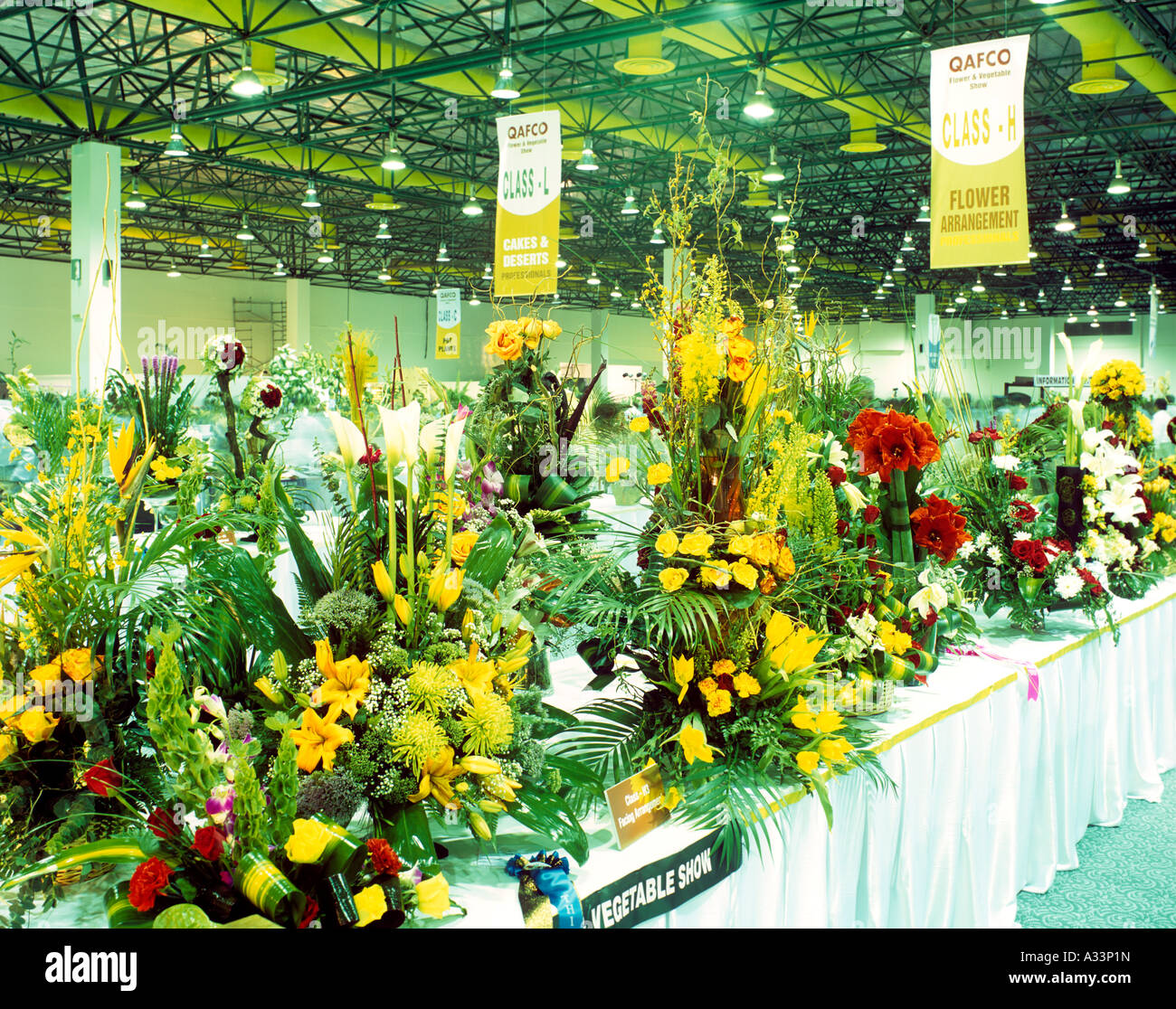 EXHIBITION OF FLOWERS AT INTERNATIONAL CONVENTION CENTRE DOHA QATAR Stock Photo