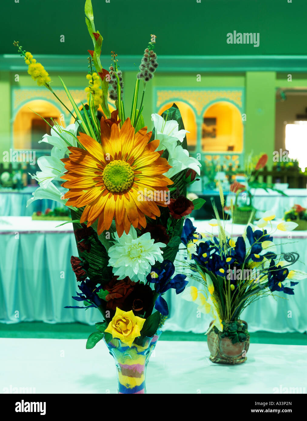 EXHIBITION OF FLOWERS AT INTERNATIONAL CONVENTION CENTRE DOHA QATAR Stock Photo