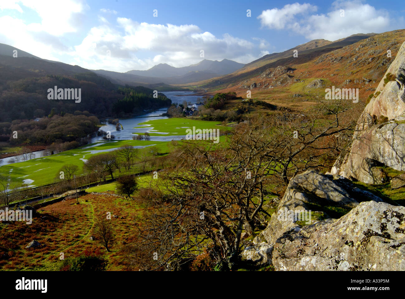 Snowdon Mountain from Capel Curig Snowdonia North West Wales Stock Photo