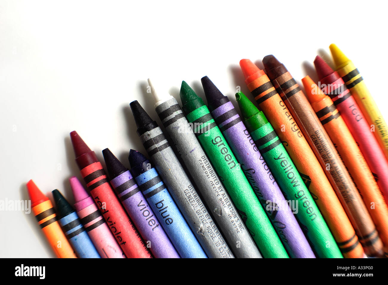 Pile of multicolored crayons Stock Photo