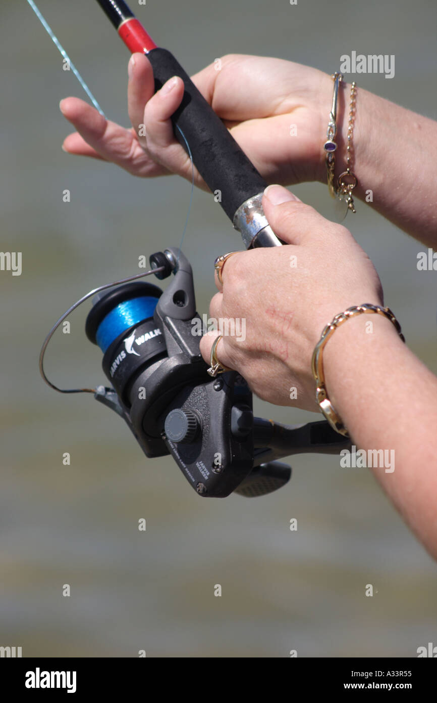 A FISHING ROD AND REEL SUNSHINE COAST QUEENSLAND AUSTRALIA Stock Photo