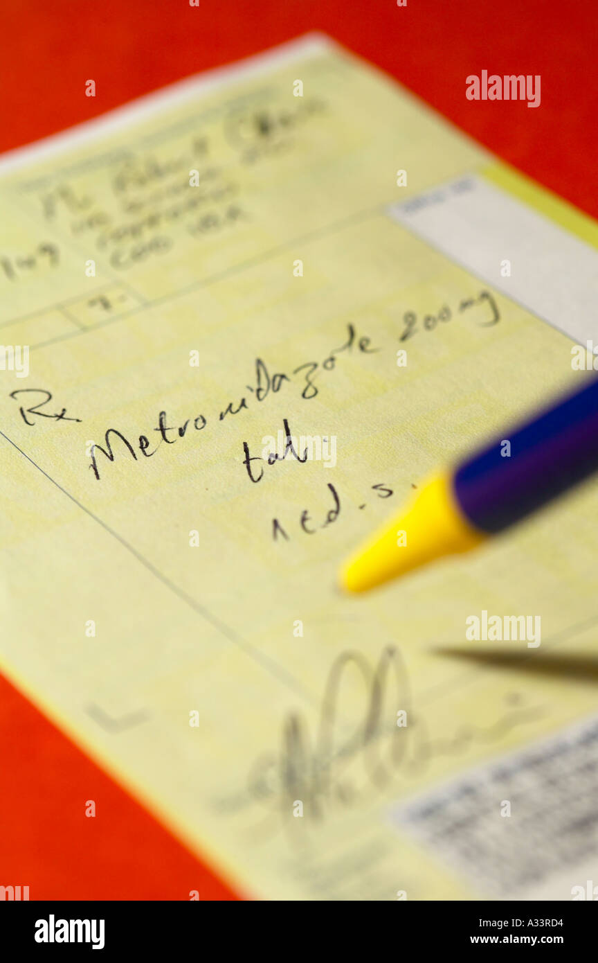 medical dental drug prescription perscription pen writing form Stock