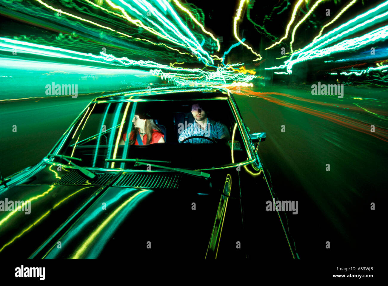 Diving at night MR46 028 Stock Photo