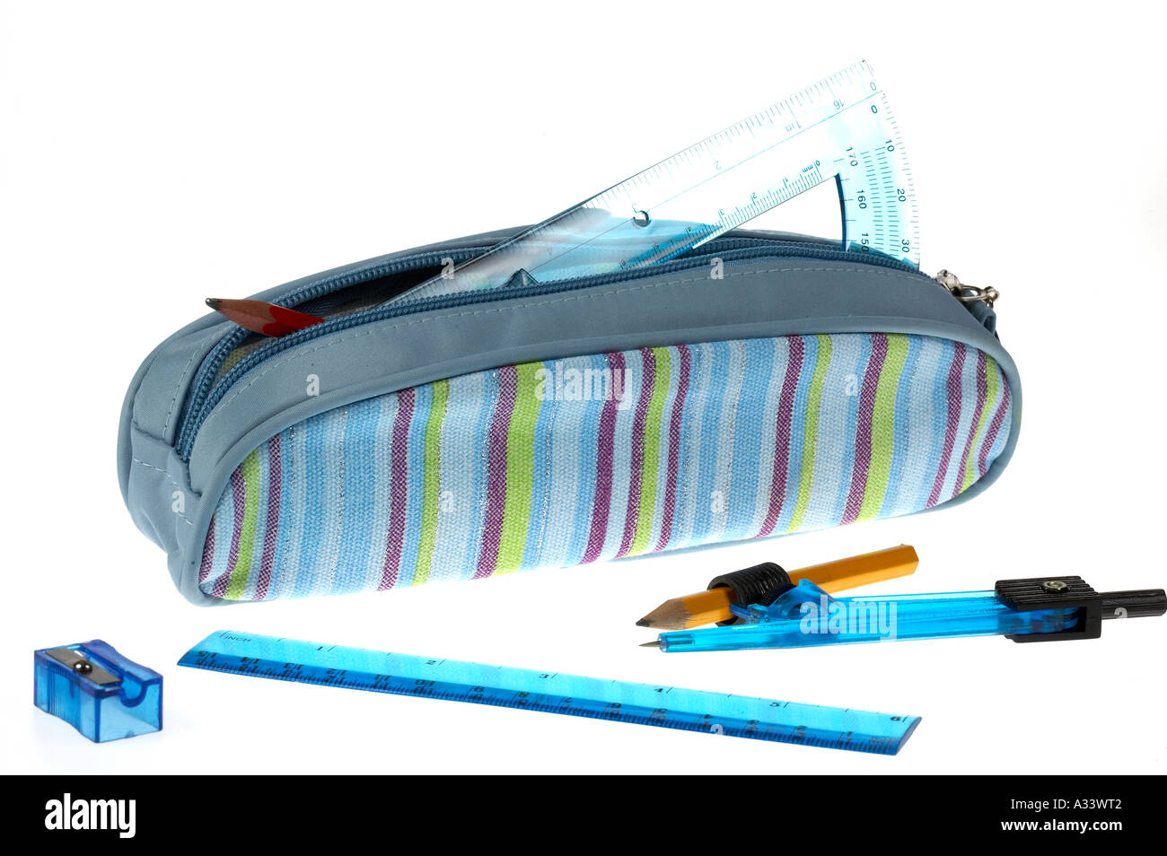Pencil case on a white background Stock Photo