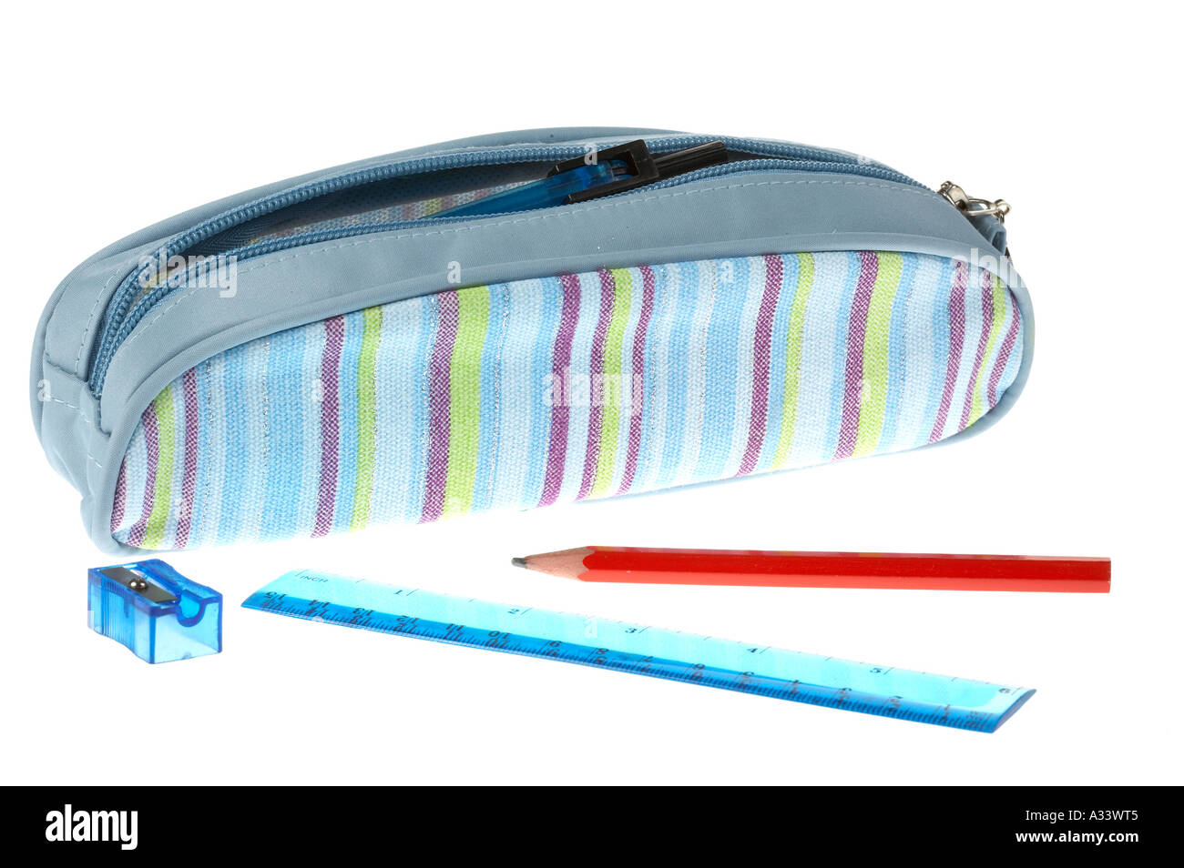 Pencil case on a white background Stock Photo