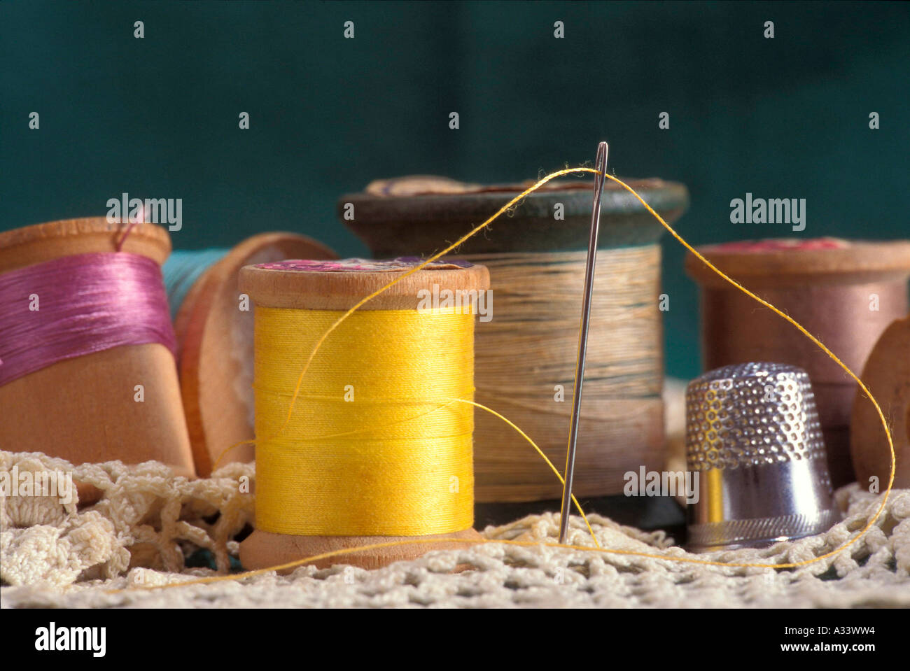 Sewing thread needle Stock Photo Alamy