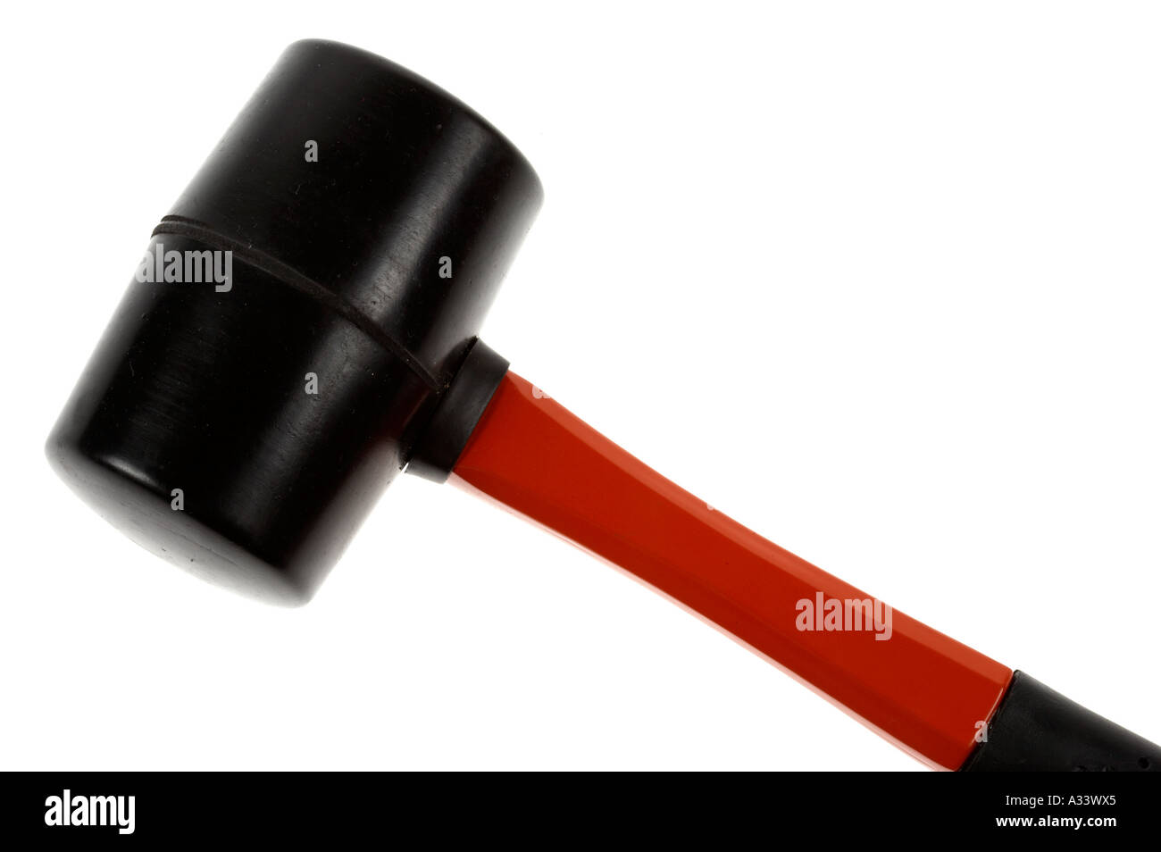 Red and black handled rubber mallet Stock Photo