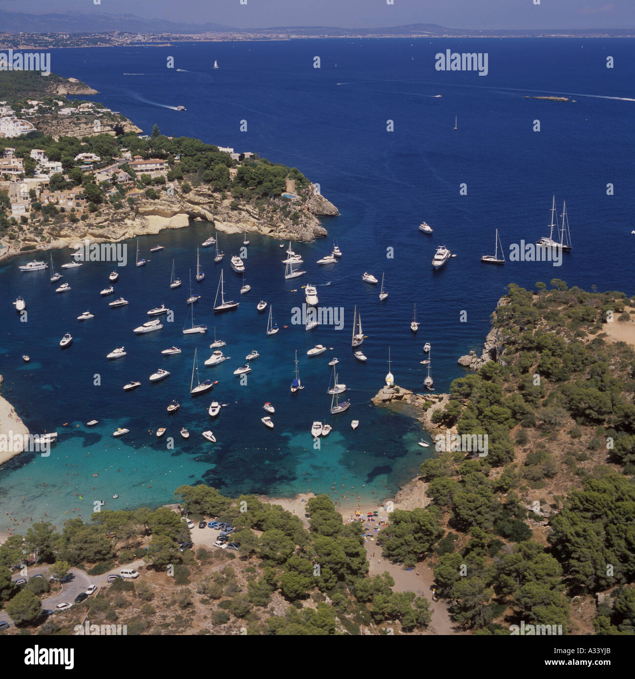 Aerial image of Portals Vells popular boat anchorage Bay of Palma
