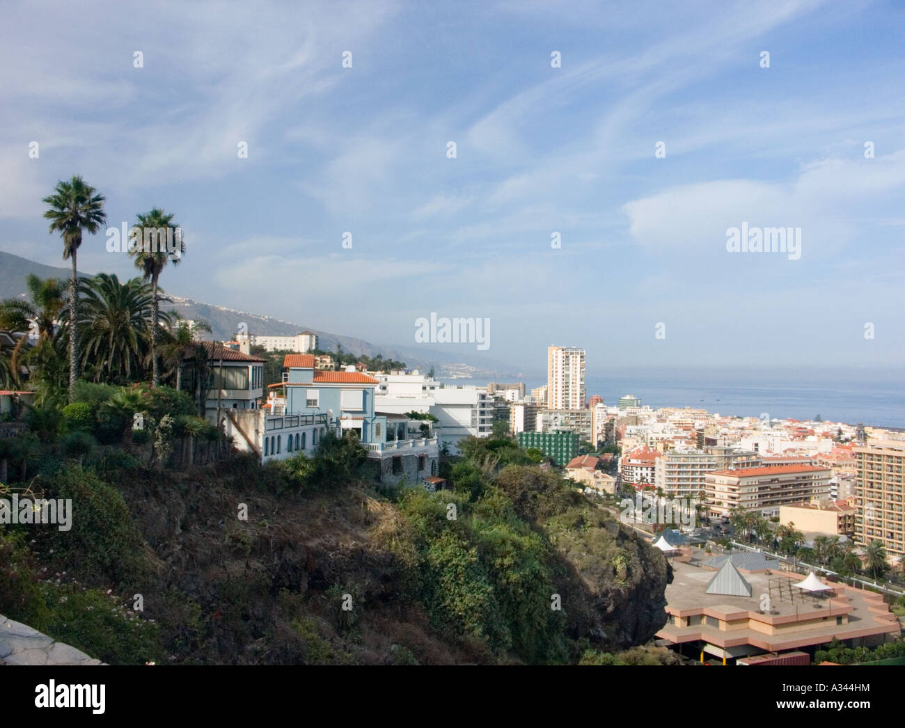 View of the town from the Mirador de La Paz, Puerto de la Cruz, Tenerife Stock Photo