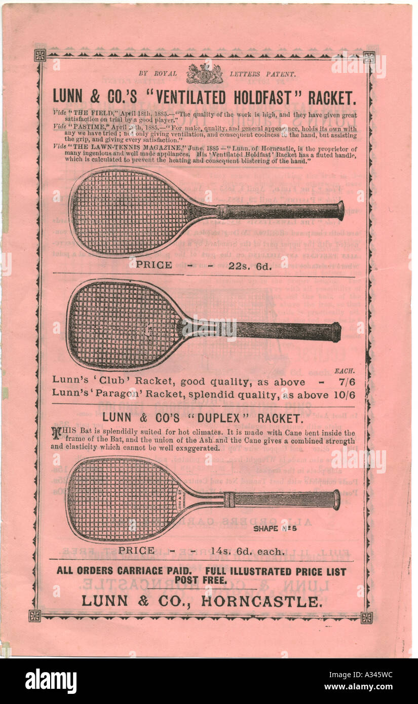 Lunn & Co's "Ventilated Holdfast" racket circa 1888 Stock Photo