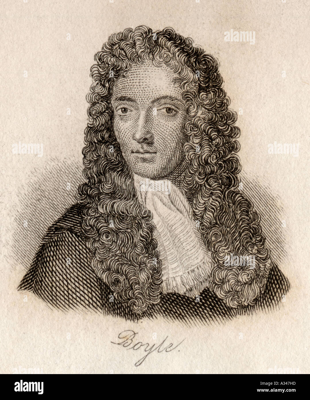 Robert Boyle, 1627 - 1691.  Anglo-Irish natural philosopher, chemist, physicist, and inventor. Engraved by J W Cook Stock Photo