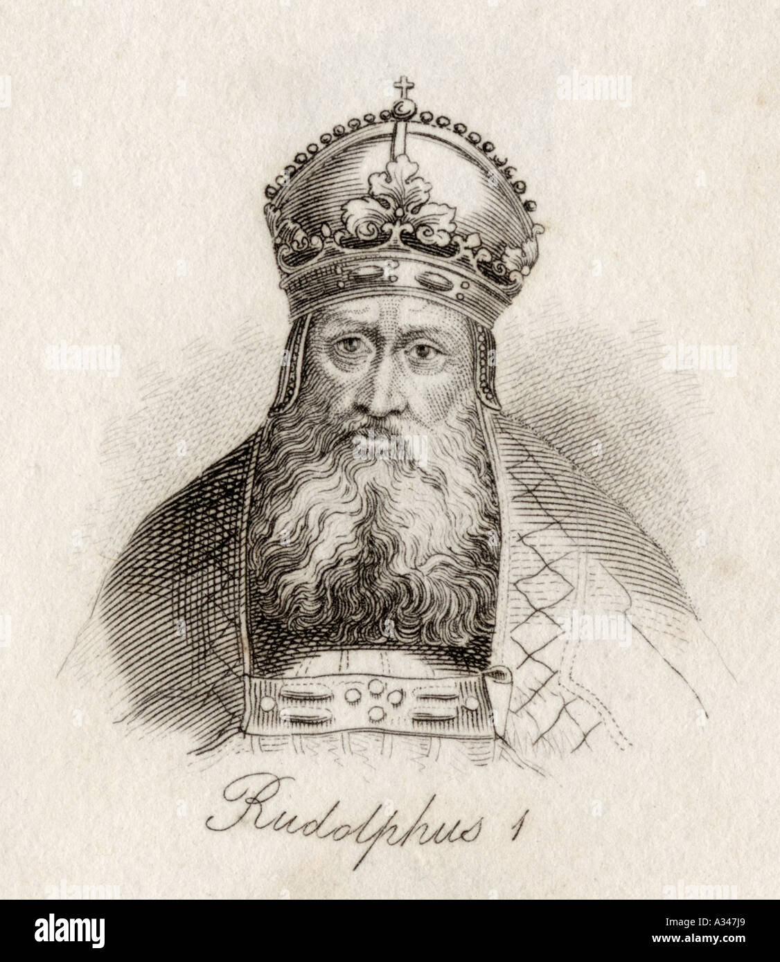 Rudolf I of Germany, aka Rudolf of Habsburg,  1218 - 1291.  Count of Habsburg, King of the Holy Roman Empire.  Engraved by J W Cook. Stock Photo