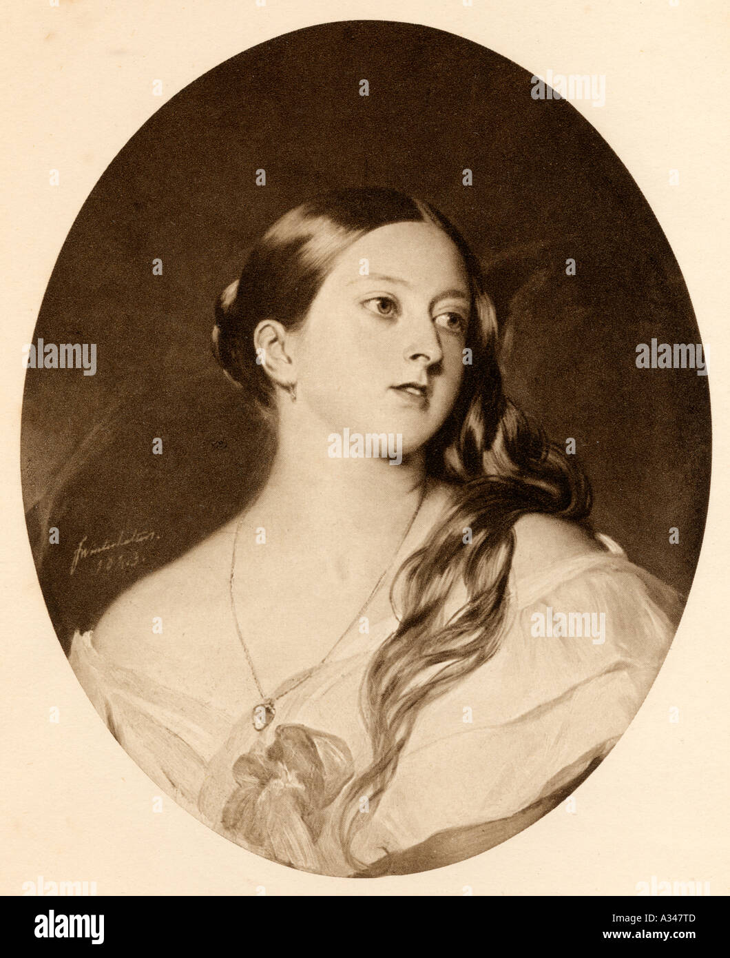 Princess Alexandrina Victoria of Saxe-Coburg, 1819 - 1901, seen here in 1843.  Future Queen Victoria. Stock Photo