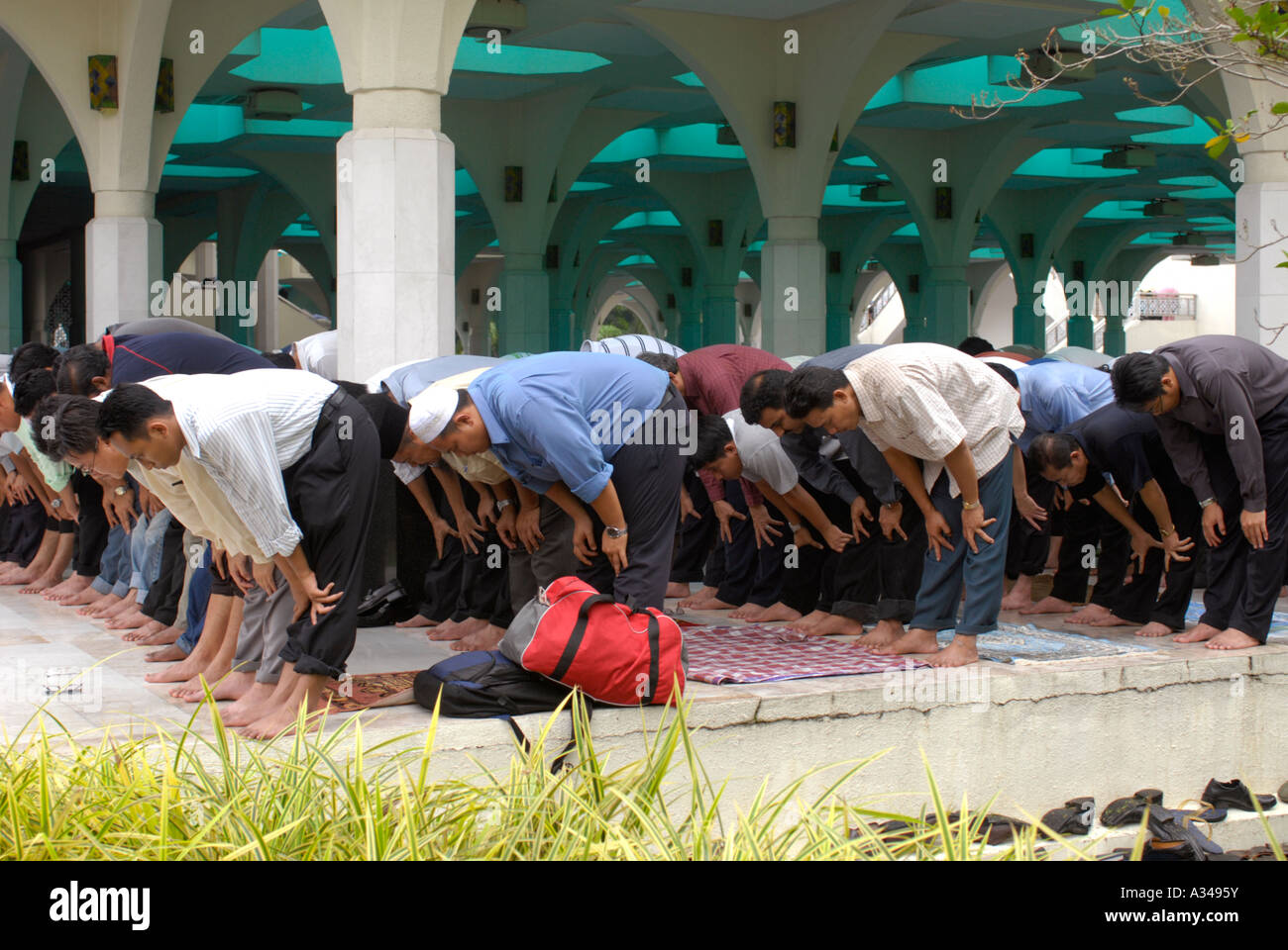 Muslim men in prayer on friday, Asy Syakirin Mosque, Kuala Lumpur