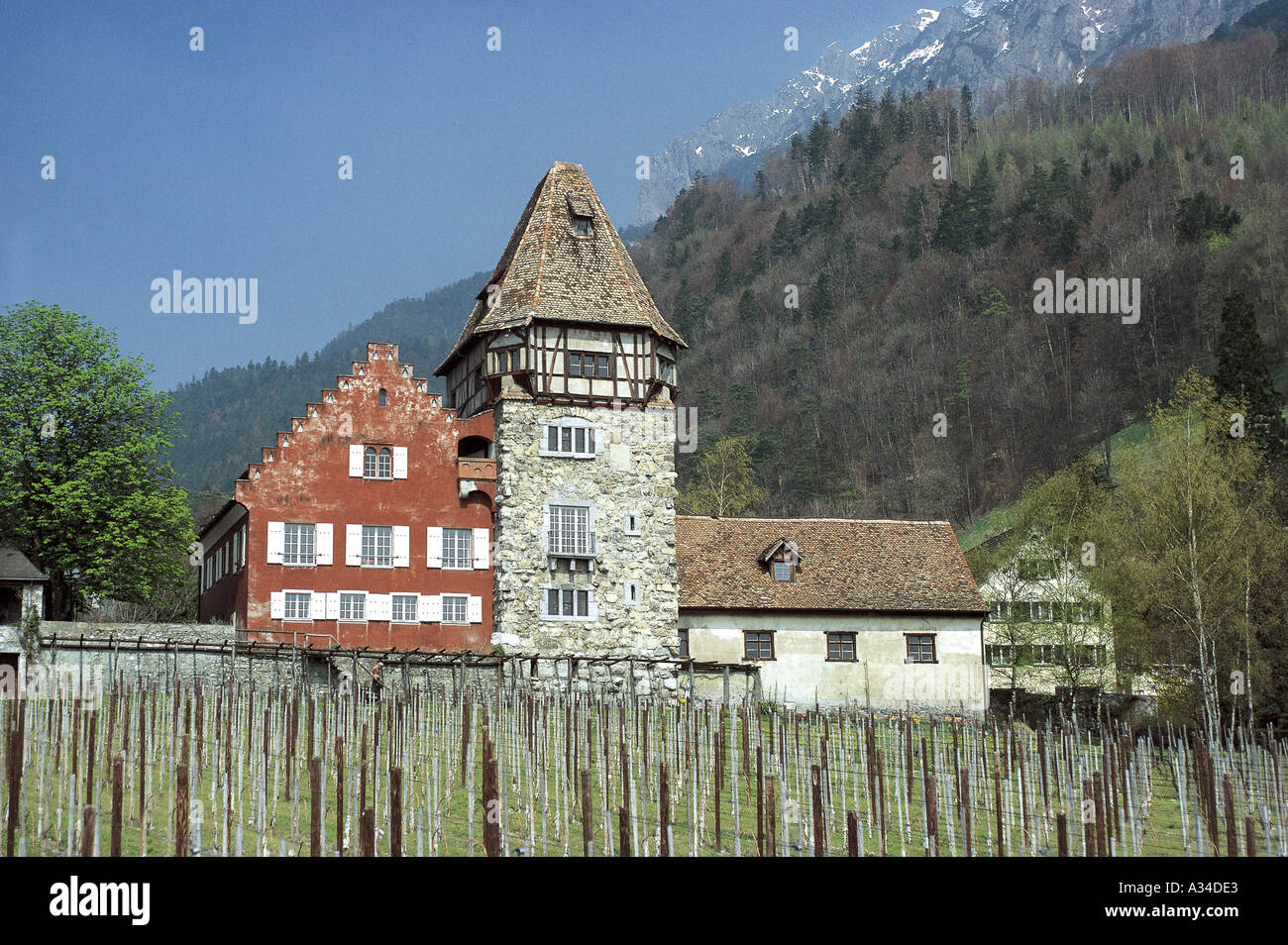 Liechtenstein Europe Vaduz Rotes Haus Stock Photos Liechtenstein