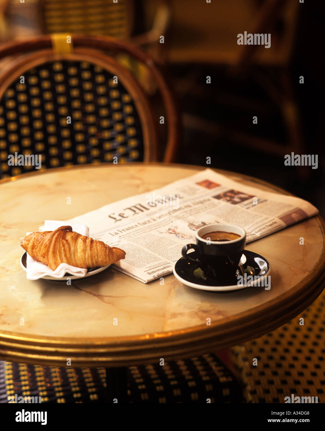 Coffee Croissant And Newpaper In Cafe Paris France Stock Photo Alamy Coffee Croissant And Newpaper In Cafe Paris France Stock Photo Alamy