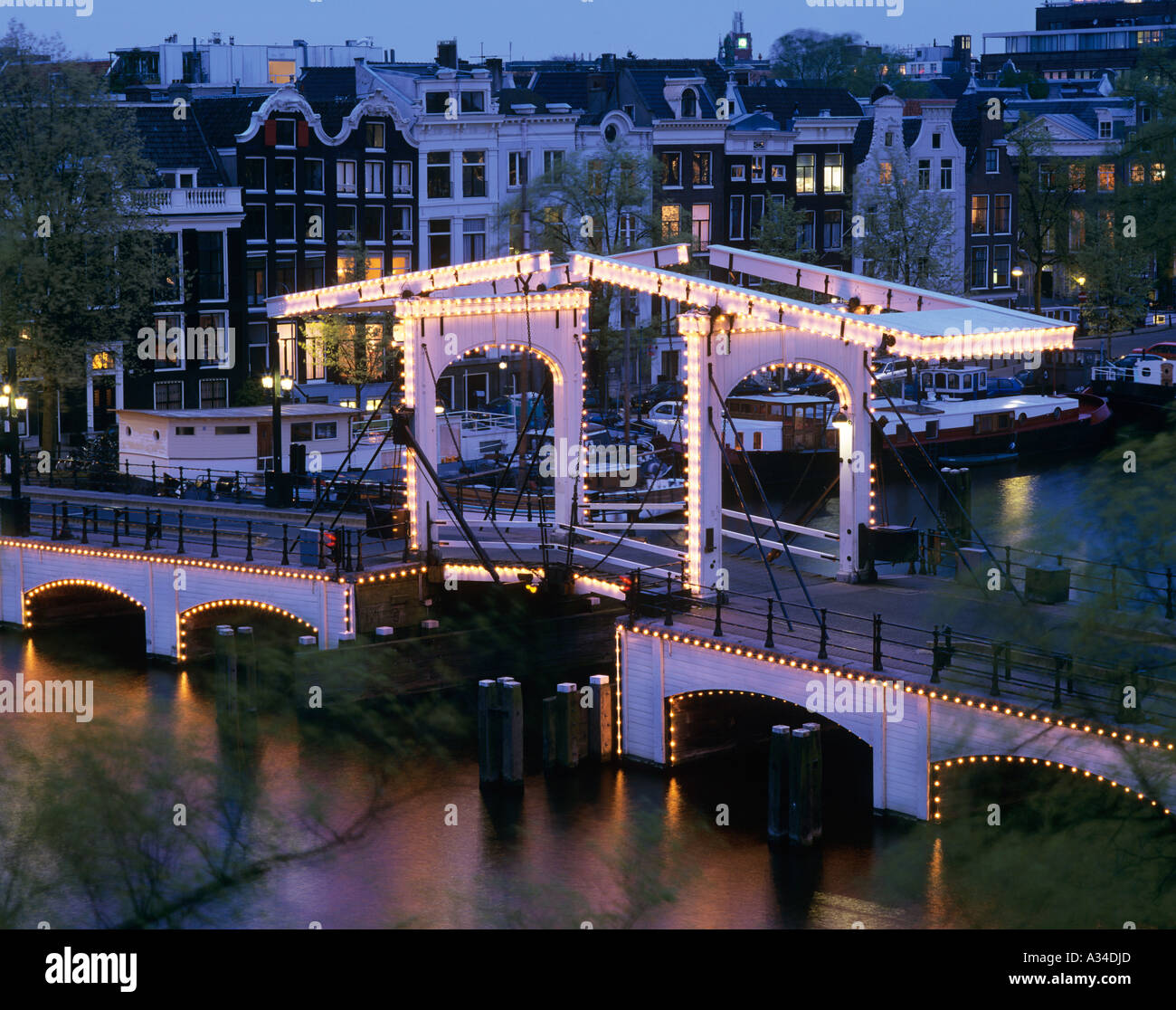 Skinny Bridge , Amsterdam , Holland . Stock Photo