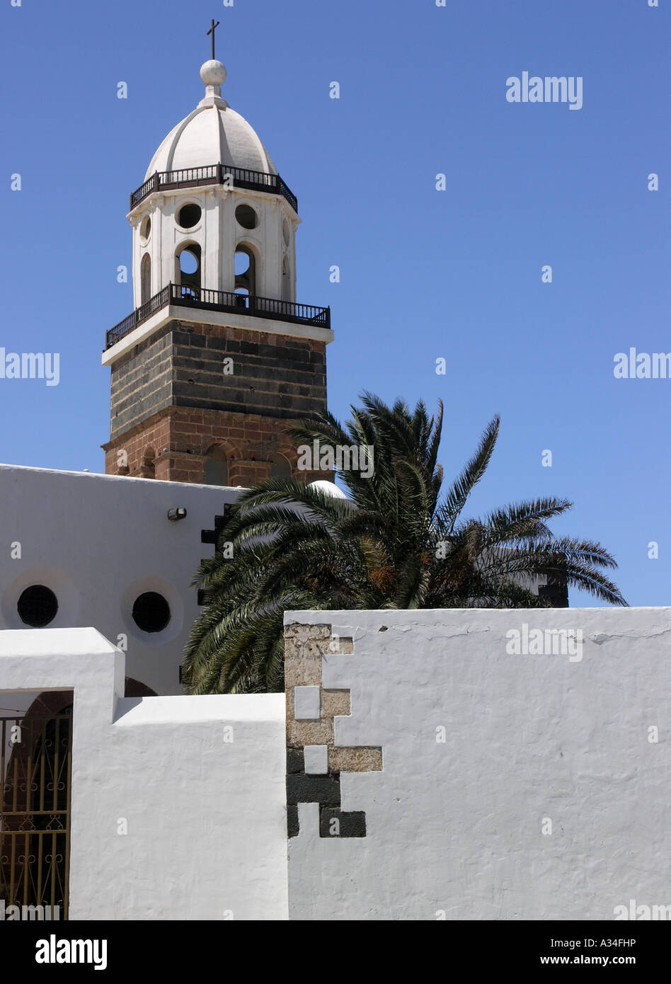 Nuestra Senora de Guadalupe 15th Century church in the market square Teguise Lanzarote Stock Photo
