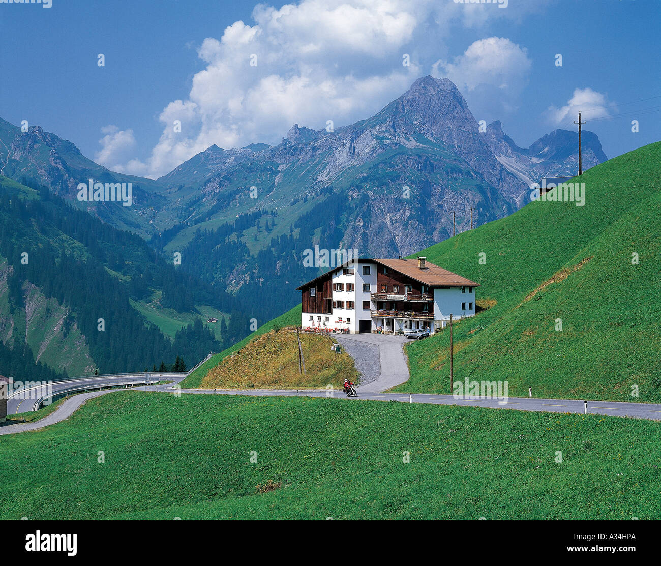 A mountain cabin in by the hills Stock Photo