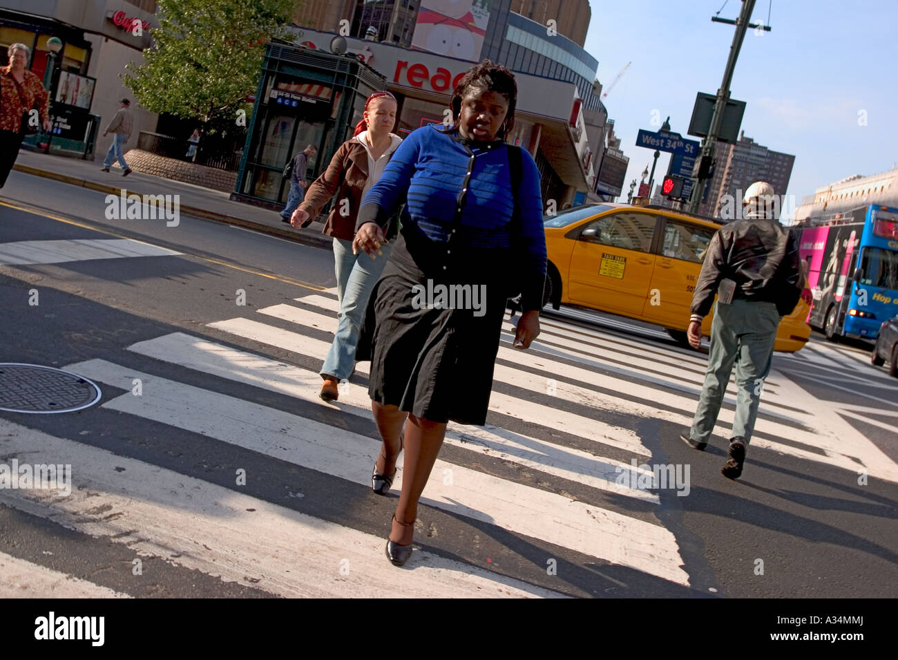 people on zebra in new york Stock Photo